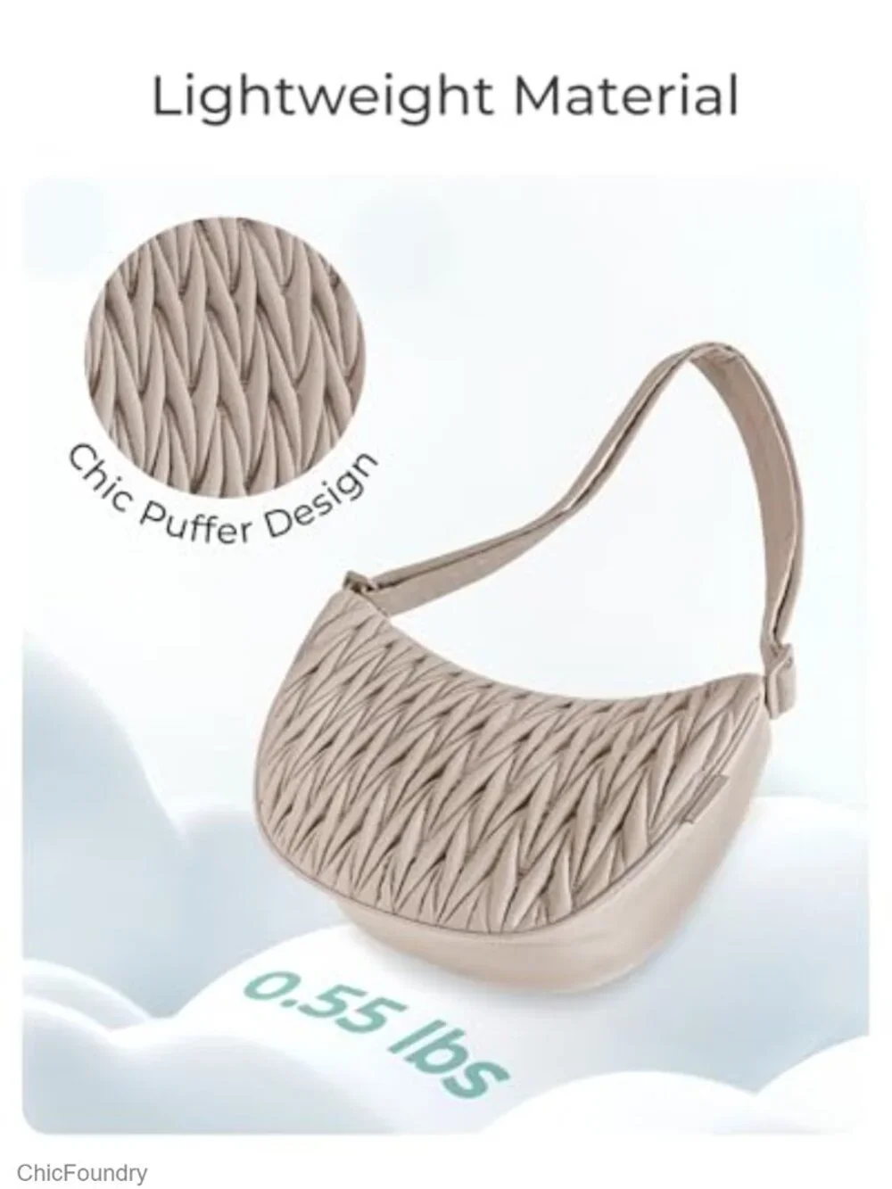 Quilted Crossbody Hobo Bag Adjustable Strap Inner Pockets